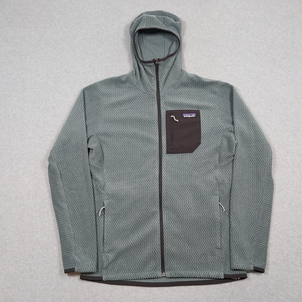 Patagonia R1 Air Hoody Mens Medium Nouveau Green Hiking Fleece Jacket Hooded